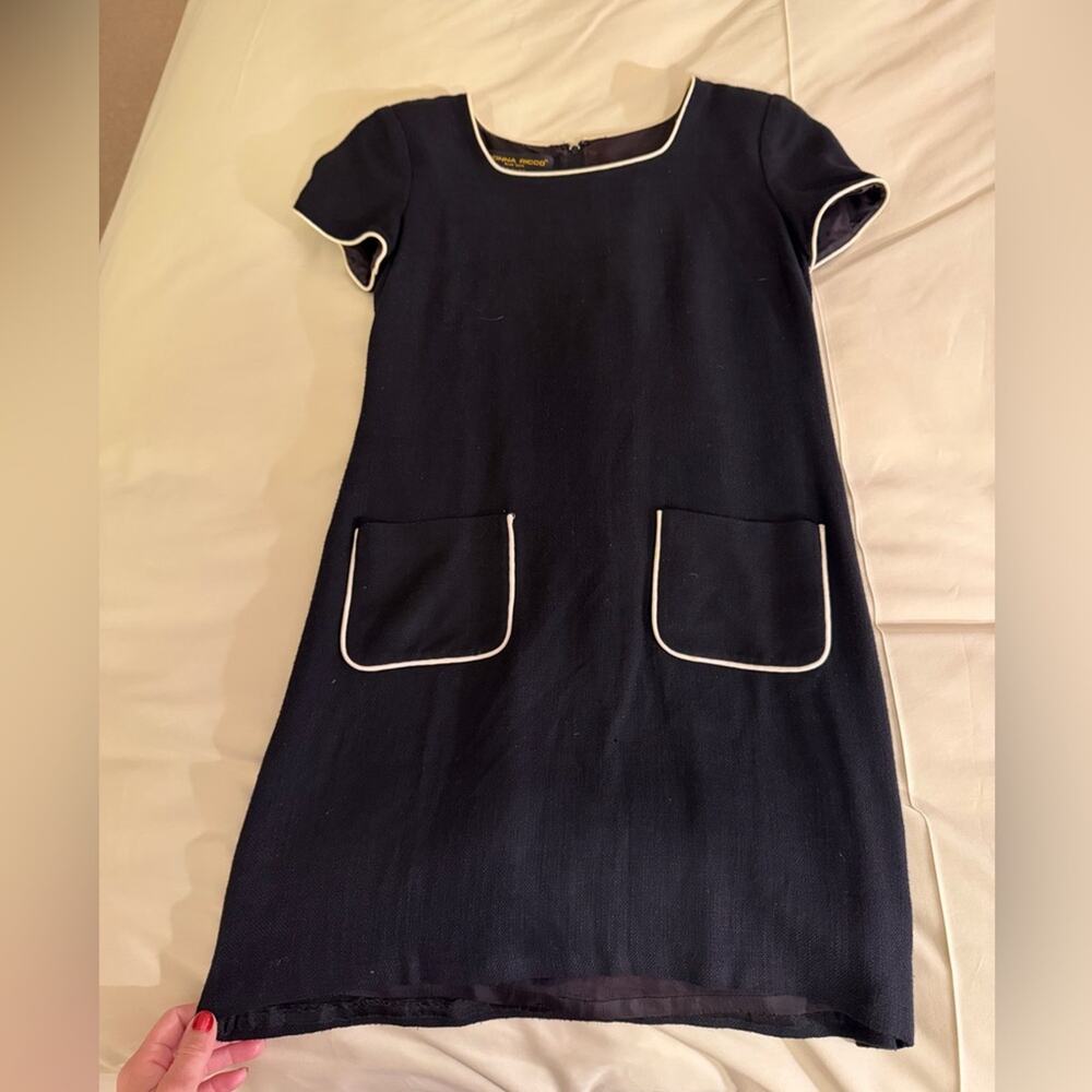 🗽Donna Ricco Navy Dress with White Piping
